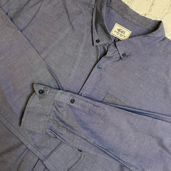 Men’s XXL ECKO UNLTD Y2K blue skater punk‎ button down polyester biker - Picture 1 of 8